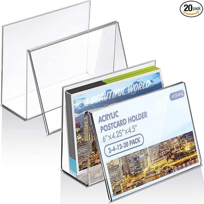 Vicenpal 20 Pcs Clear Acrylic Postcard Holder Business Card Holder Greeting by Vicenpal