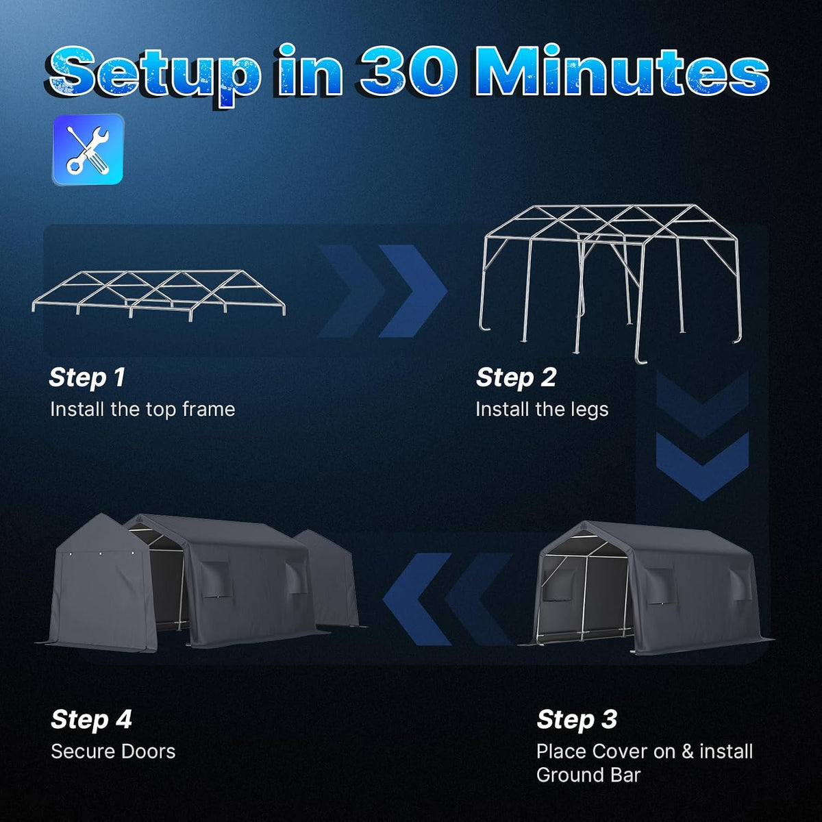 advance outdoor 10x15 ft garage shelter steel metal shown in use
