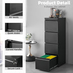 approgreent vertical 4 drawer file cabient with lock, side view