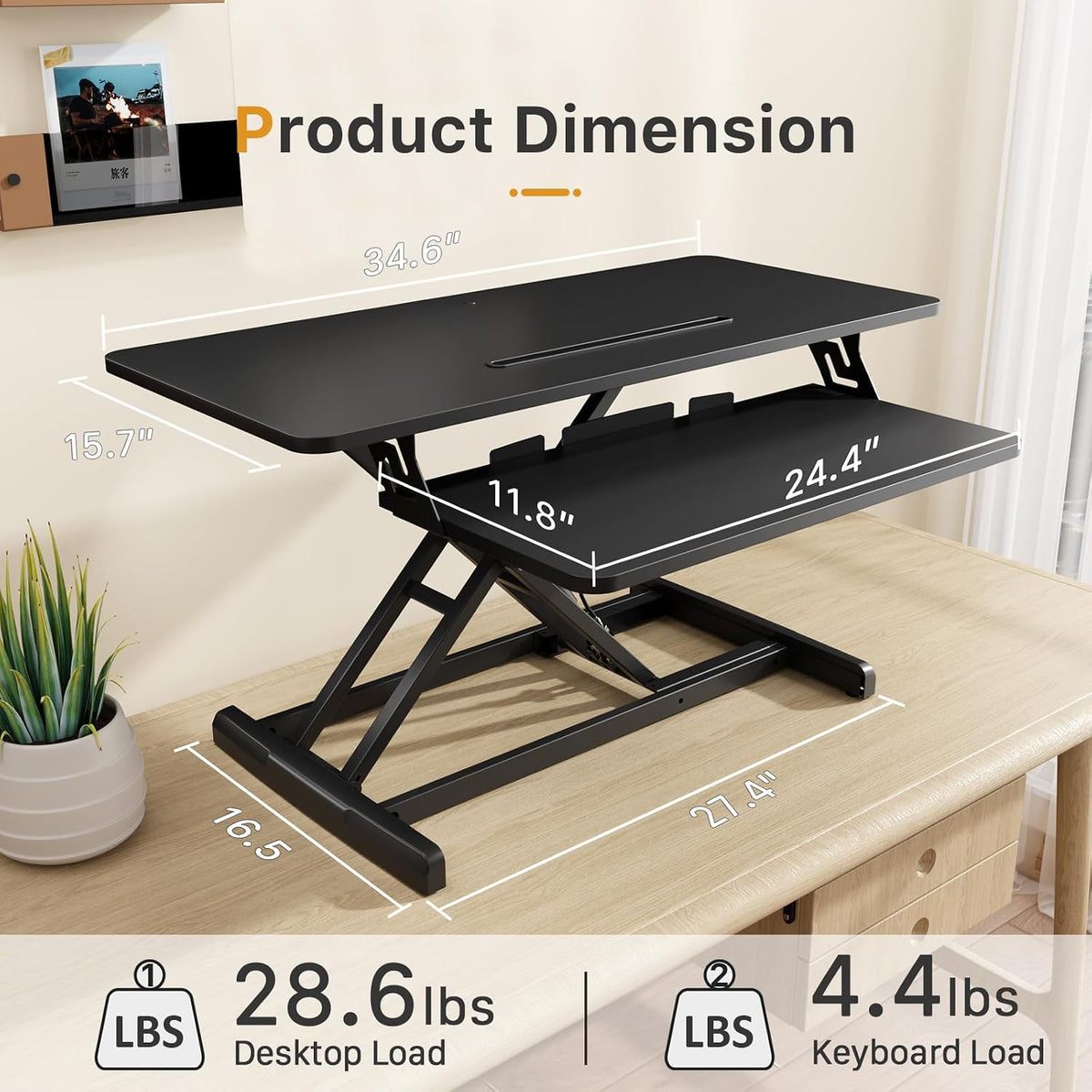 JOY worker Standing Desk Converter, 35" Height Adjustable Sit Stand Riser
