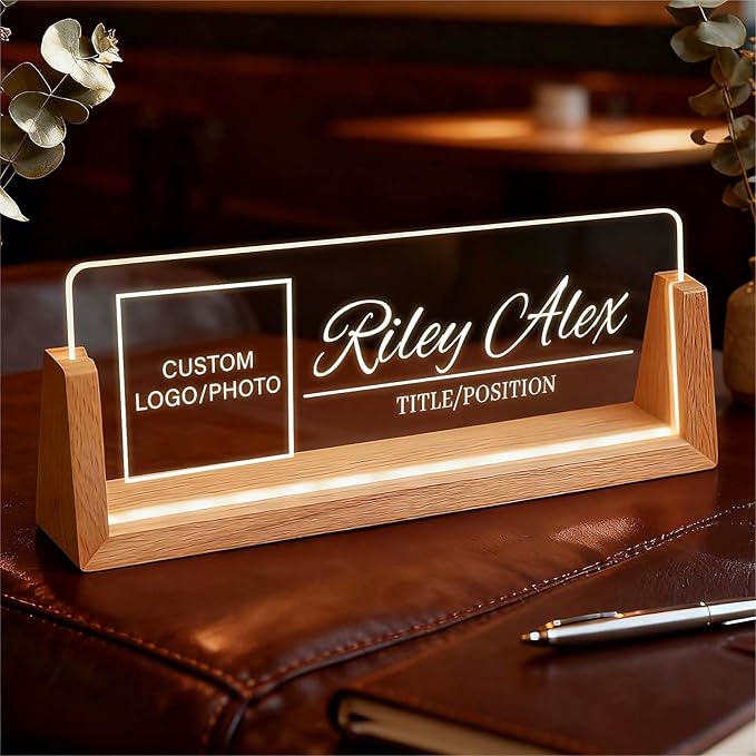 Custom Light Up Office Name Plate, Personalized Desk Sign by Semyifu