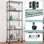 Himimi 5-Tier Wire Shelving Unit on Wheels, Adjustable Heavy Duty Metal Shelves - Image 6