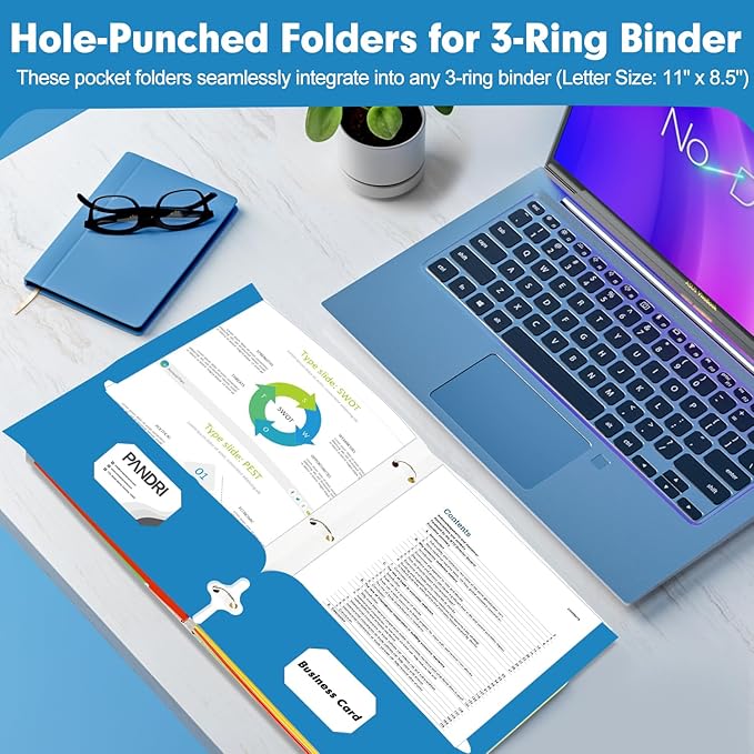 Two Pocket Portfolio Folders, PANDRI 60 Pack 3 Hole Punched 2 Pocket Folders - Image 5