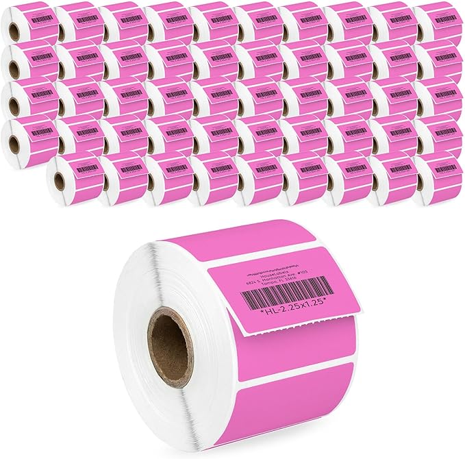 HOUSELABELS 2.25" x 1.25" Pink Address Labels on 1" Core Compatible by HouseLabels