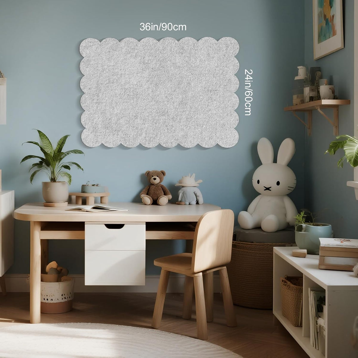 Lightomorrow Scalloped Bulletin Board, 36 x 24 Inches Felt Pin Board - Decora...