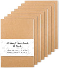 feela 8 Pack A5 Kraft Notebooks, 60 Lined Blank Pages Travel Journal Bulk by feela