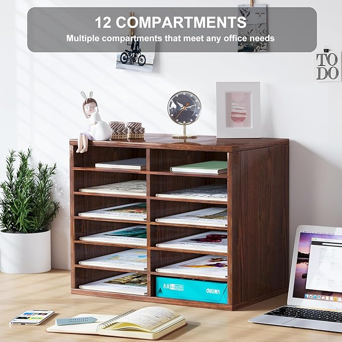 PAG Countertop Mail Sorter Organizer, Wooden Literature Organizer, Student - Image 4