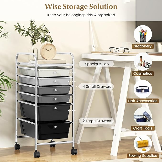 RELAX4LIFE 6-Drawer Rolling Storage Cart - Image 4