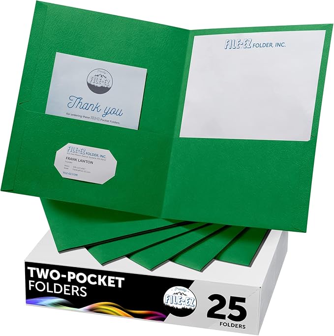 FILE-EZ Two-Pocket Folders, Textured Paper, Letter Size by FILE-EZ