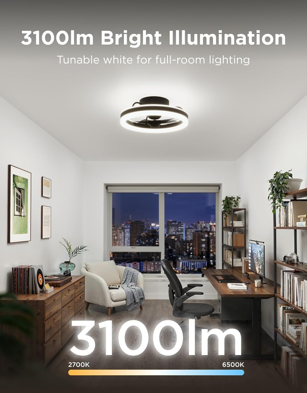 govee ceiling fan with lights, 20'' rgbic fandelier, side view