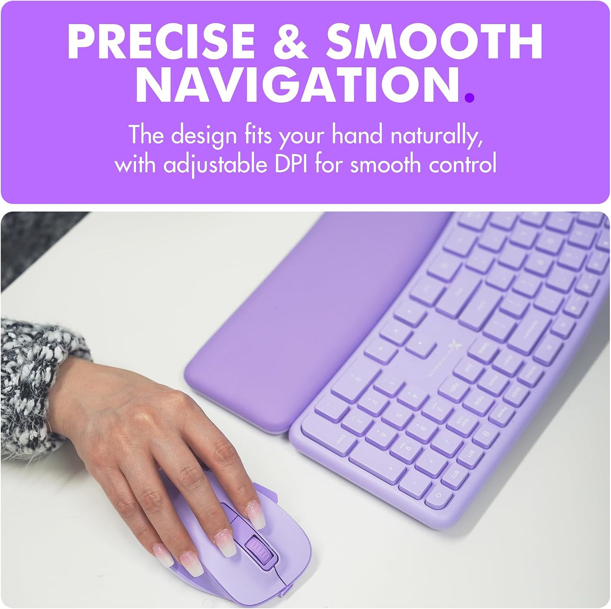 X9 Ergonomic Keyboard and Mouse Wireless Combo - Purple Keyboard and Mouse Wi...