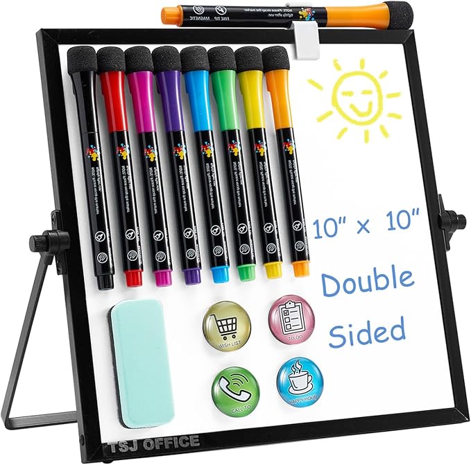 Small Magnetic Desktop White Board – Portable Mini Easel Dry Erase Whiteboard by TSJOFFICE