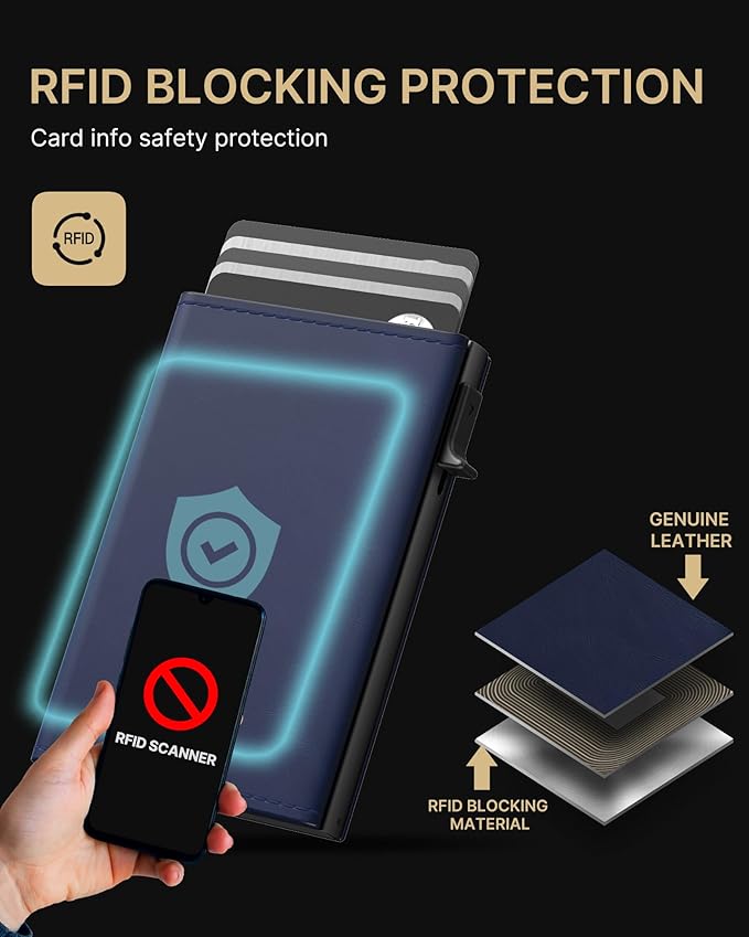 typecase Mens Wallet Card Holder: Pop Up Aluminum Case, Premium Genuine Leather - Image 6