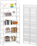 4NM No Assembly 5 Tiers Folding Bookshelf Storage Shelves Vintage Bookcase by 4NM