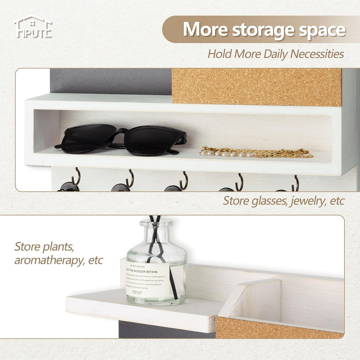 Key Holder for Wall Mount with Mail Organizer, Farmhouse Key Holder for Wall ...