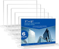 Acrylic Sign Holder 7x5, 6 Pack Clear Double Sided Table Sign Holder Horizontal by PUWTN