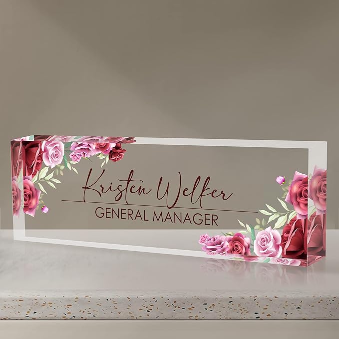 Personalized Name Plate for Desk, Custom Desk Name Plate, Acrylic Name Plate by EOBIBIFUN