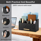 dreampossible Black Wood Desk Organizer and Accessories - Image 4