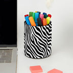 Leather Pen Holder for Desk Zebra Print Pencil Cup Desktop Organizer Makeup - Image 5