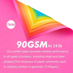 Colored Print&Copy Paper 8.5x11 Inches, 180 Sheets 6 Colors Pastel A4 Printer - Image 2