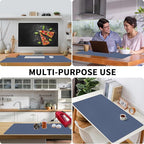 Bloss Grey Blue Desk Mat, Leather Desk Matt - Image 5