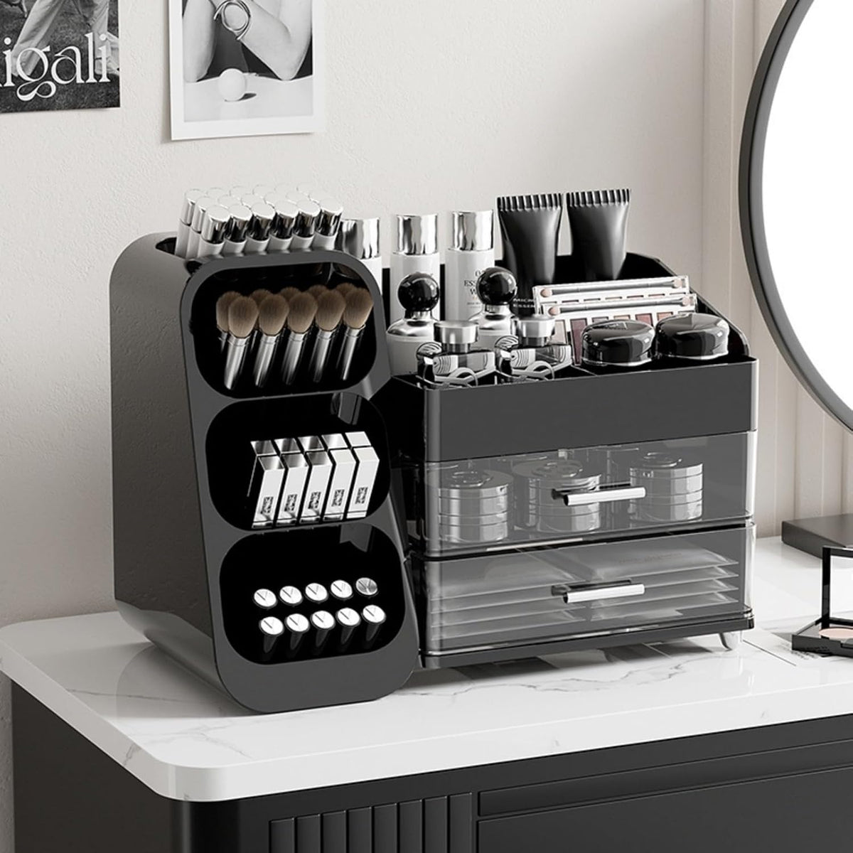 Makeup Organizer with Drawers, Large Capacity Countertop Organizers for Vanit...