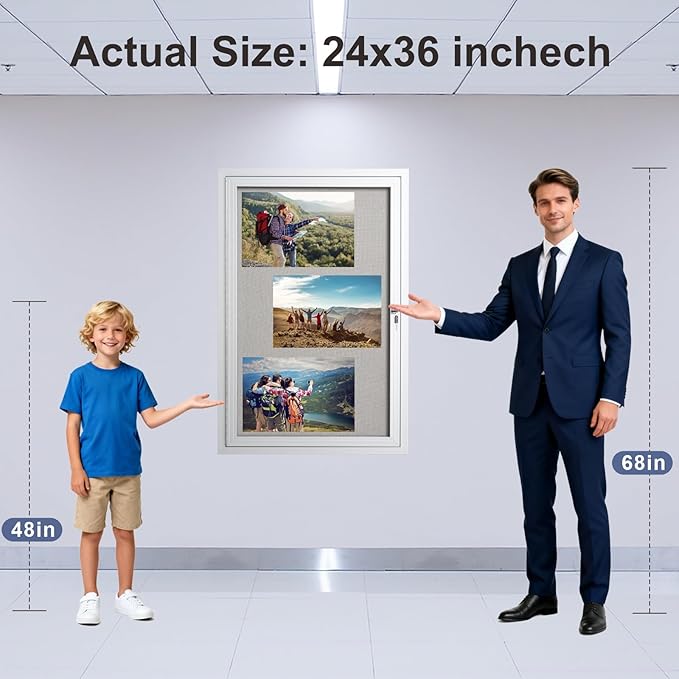 36×24 Inch Lockable Enclosed Bulletin Board, Weather-Resistant Outdoor - Image 5