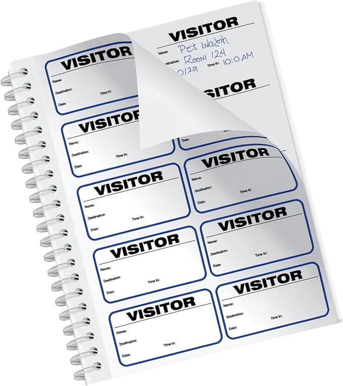 Threshold Visitor Badge Sign-in Book | Name Tag Stickers | Hospital, & by ThresholdVisitorManagement