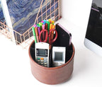 Hennaja Round Leather Art Supply Organizer, Remote Control Holder, 360 Degree - Image 6