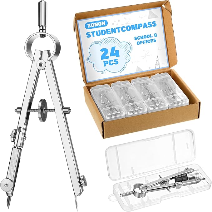 Zonon 24 Pcs Compass for Geometry Compass Bulk for Classroom Math Students - Image 2