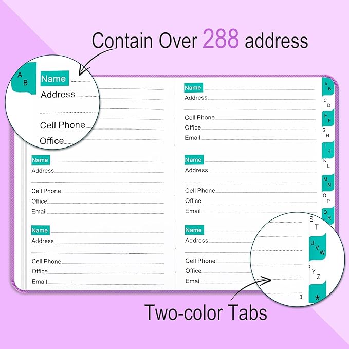 BLESWIN Address Book with Alphabetical Tabs, Hardcover Address Book - Image 3