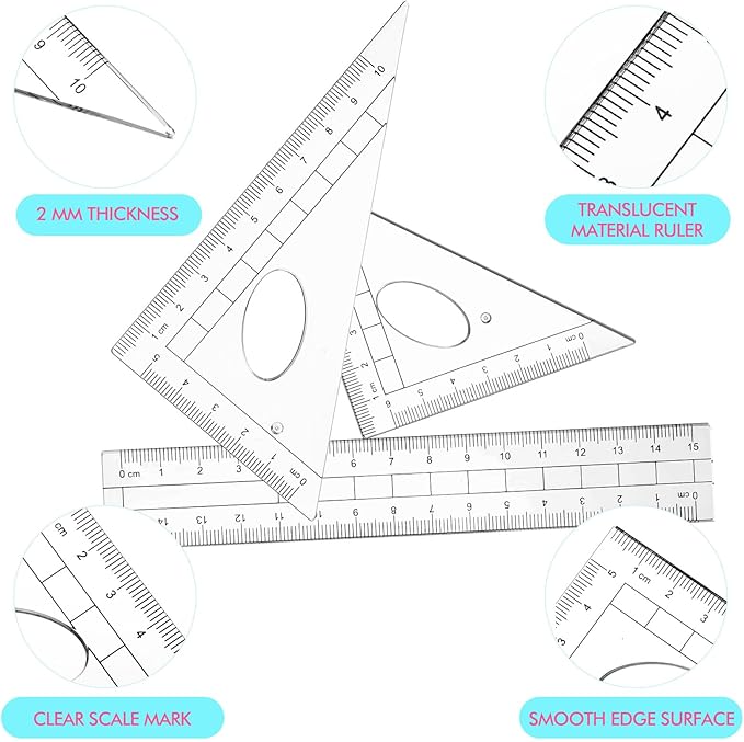 Zonon 24 Sets Math Geometry Kit Student 10 Pcs Shatterproof Storage Box - Image 7