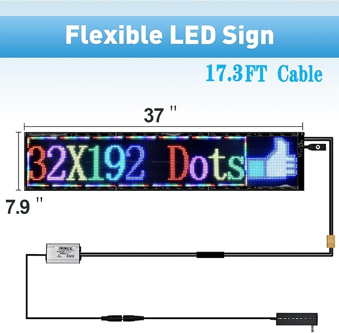 Double Row Scrolling LED Sign, Programmable Flexible LED Matrix Panel, DIY Text - Image 3