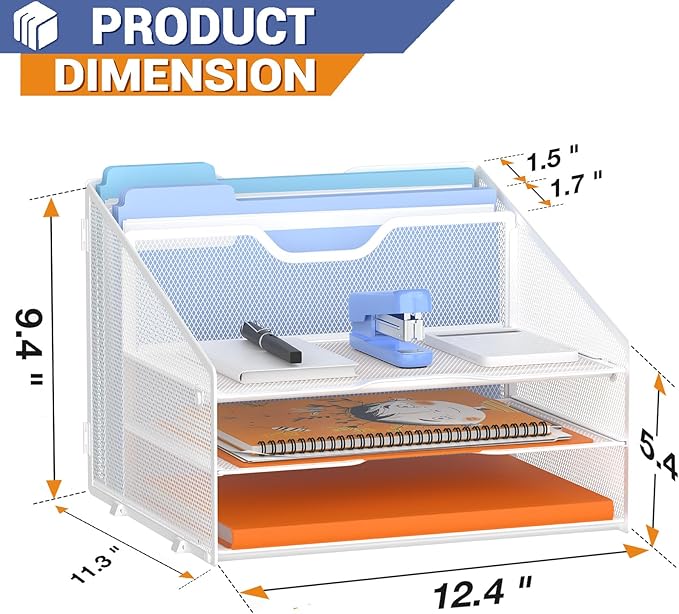 GAWERK Letter Tray Organizer, Mesh Desk File Organizer - Image 2