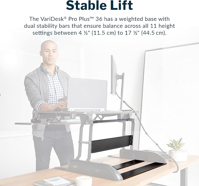 Vari VariDesk Pro Plus 36 Standing Desk Converter – 11 Height Settings + Spring - Image 3