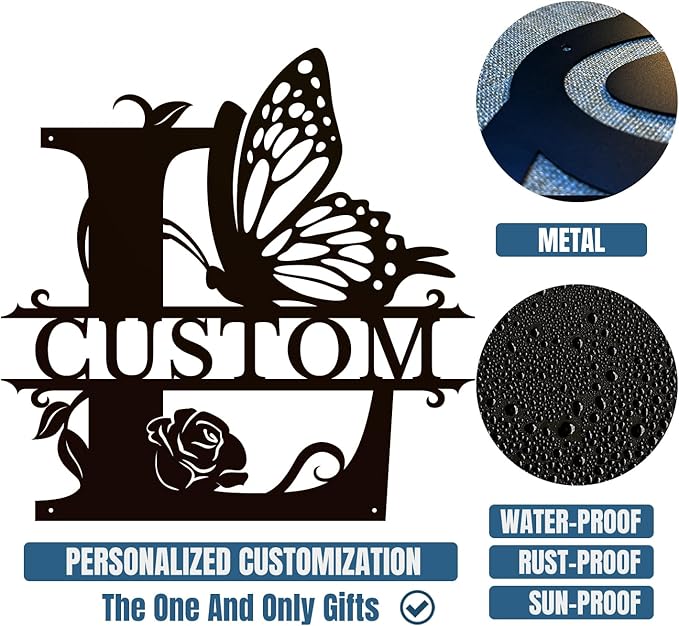 Personalized Custom Letter Name metal Signs, Custom Black Letter Monogram Wall - Image 6