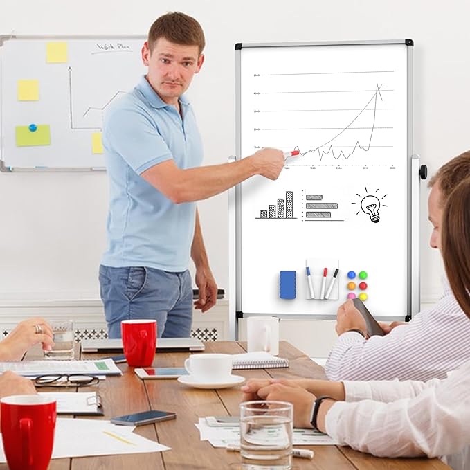 40x28 Inches Mobile Whiteboard, Double Sided Magnetic Dry Erase Board Height - Image 6