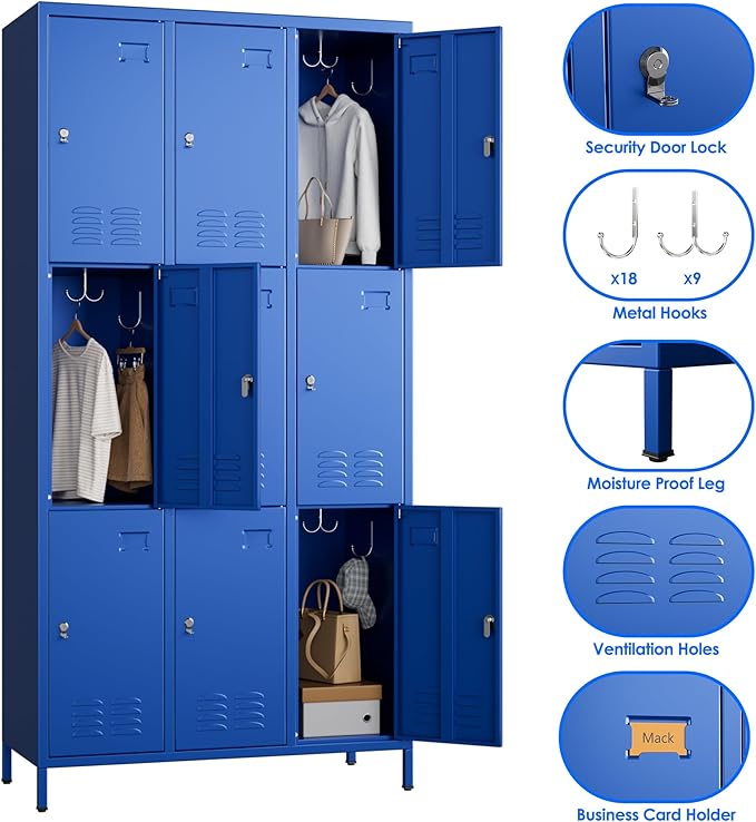 SUPEER 9 Doors Metal Locker for Employees - Image 4