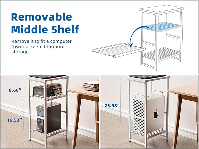GEORIS 3 Tier Metal Printer Stand Shelf, Fax Marchine - Image 5