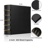 LETVPVOW Vintage Hardback 3 Ring Binder 3 Inch, Professional Leather Binder 3 - Image 2