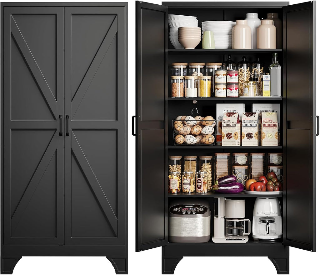 yizosh 75" h tall metal kitchen pantry storage, main product view