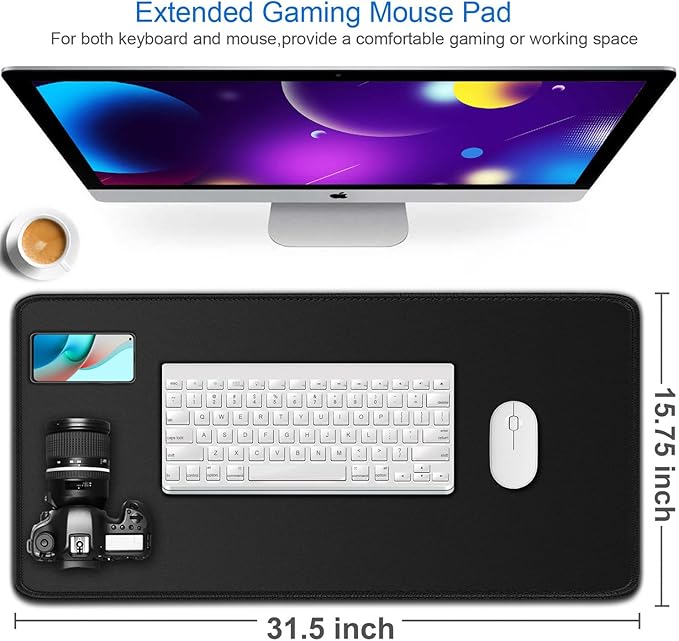 Large Gaming Mouse Pad, 31.5x15.7 inch Large Extended Computer Keyboard Mouse - Image 2