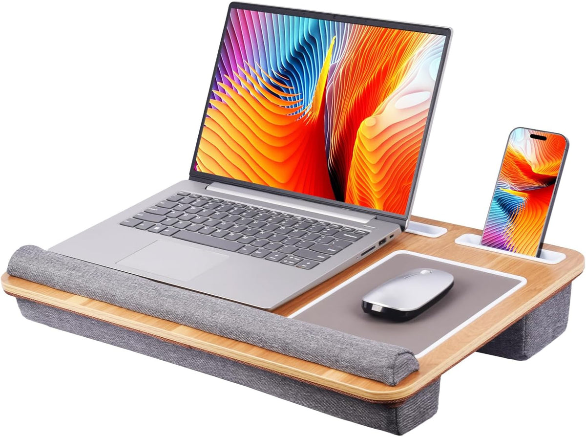 Home Office Lap Desk with Wrist Rest Wrist Rest, Mouse Pad, and Phone Holder ...