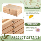 aceorbit 6 drawer wooden pressed flower storage box, side view
