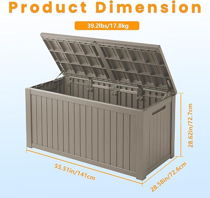 PATIOEASY 200GAL Deck Box -Grey，Waterproof Outdoor Storage Binfor Patio - Image 2