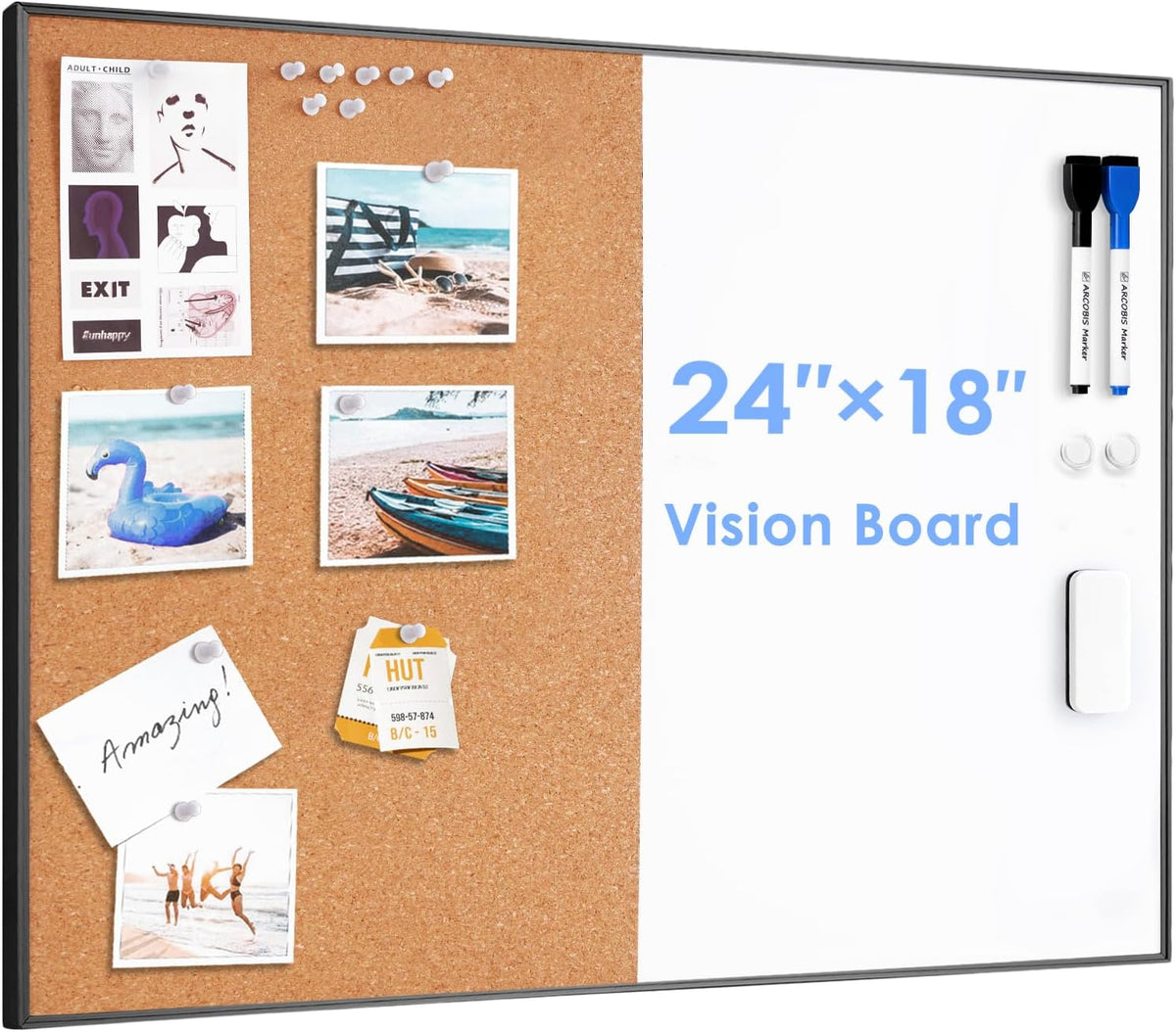 ARCOBIS Cork Board White Board Combo