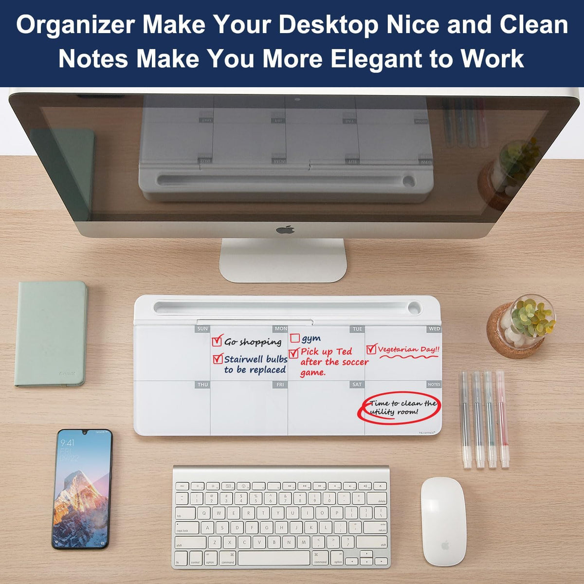 TSJ OFFICE Whiteboard Weekly Dry-Erase-Board - Desktop White Board Calendar D...