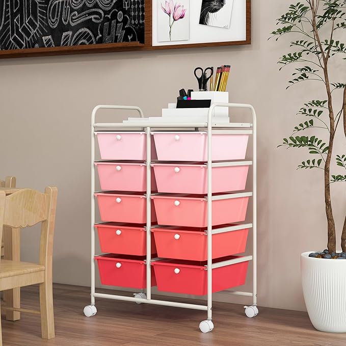 GOFLAME 10-Drawer Rolling Storage Cart, Art Craft Storage Organizer on Wheels - Image 9