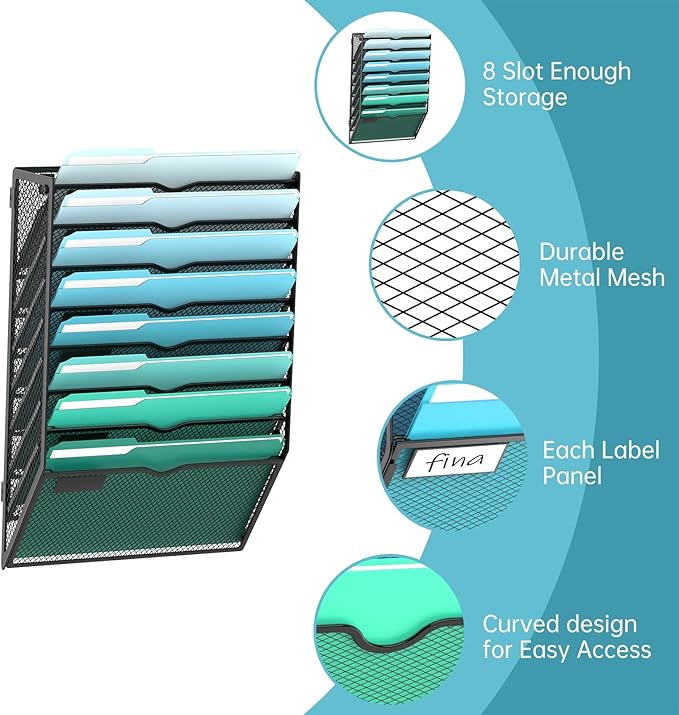SUPEASY 8-Tier Wall File Organizer, Hanging Wall Files - Image 3