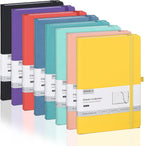 POPRUN A5 Lined Journal Notebooks, 8 Pack Leather Hardcover Thick Notebook